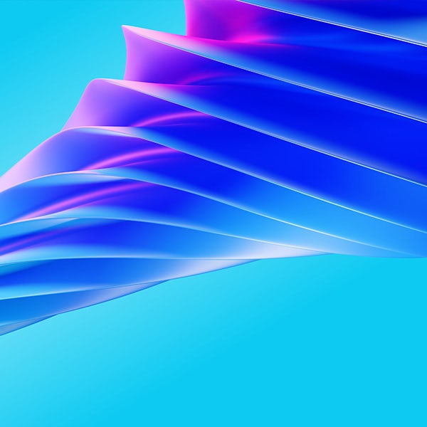 A blue and pink abstract background with wavy lines.
