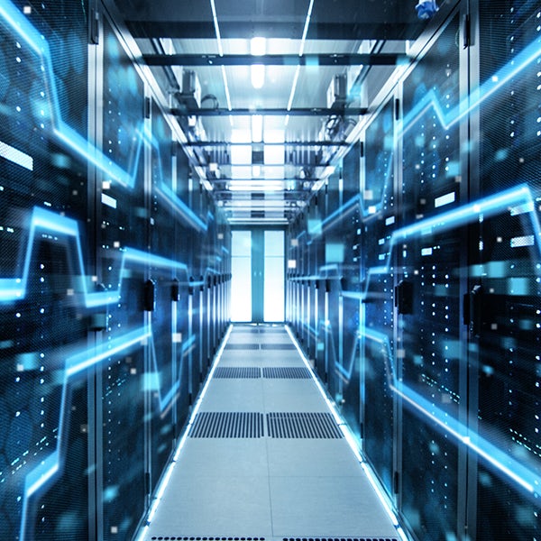 An image of a server room in a data center.
