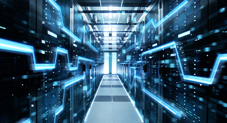 An image of a server room in a data center.