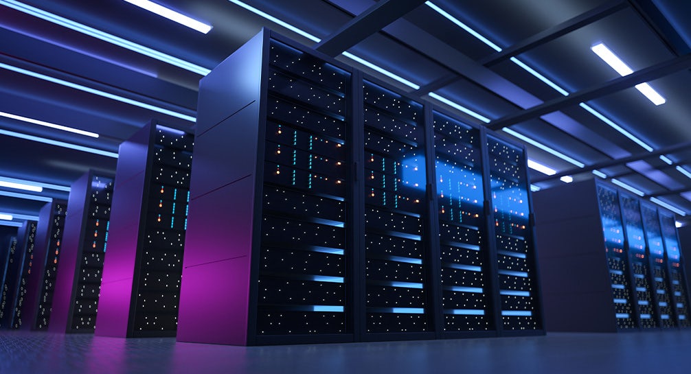 3d rendering of a large data center.