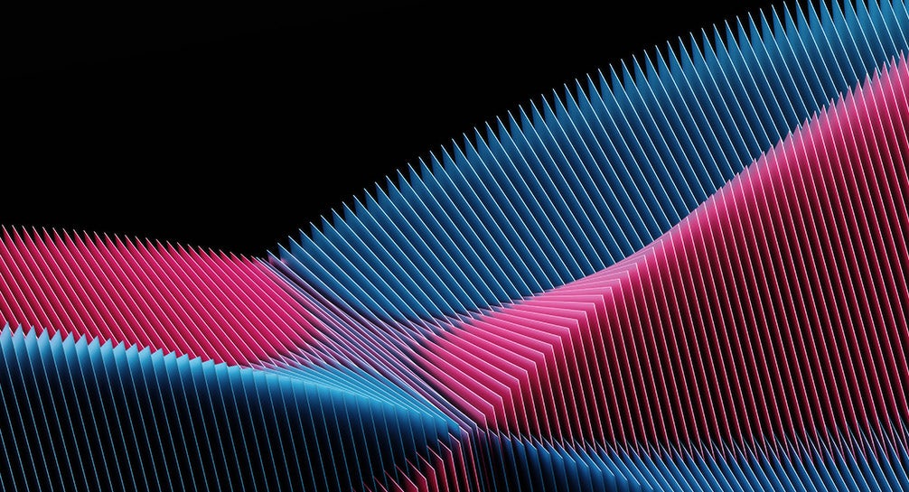 blue and pink light wave on black background