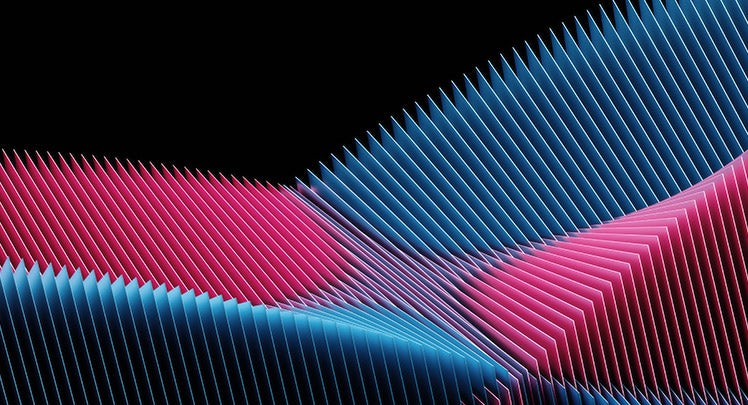 blue and pink light wave on black background