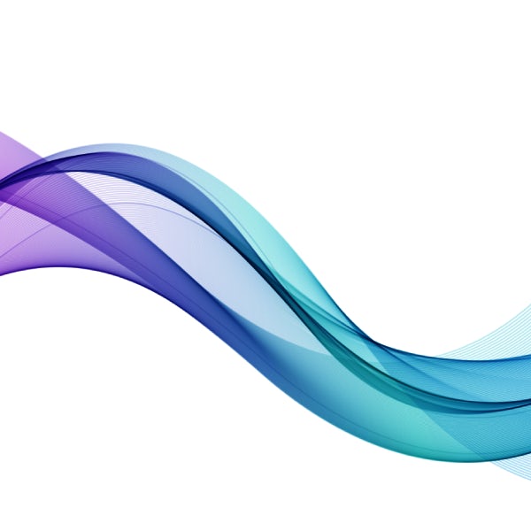 A blue and purple wave on a white background.