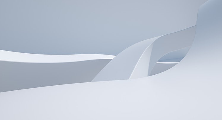 A 3d image of a white mountain with a waterfall.
