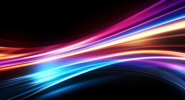 A colorful light wave background on a black background.