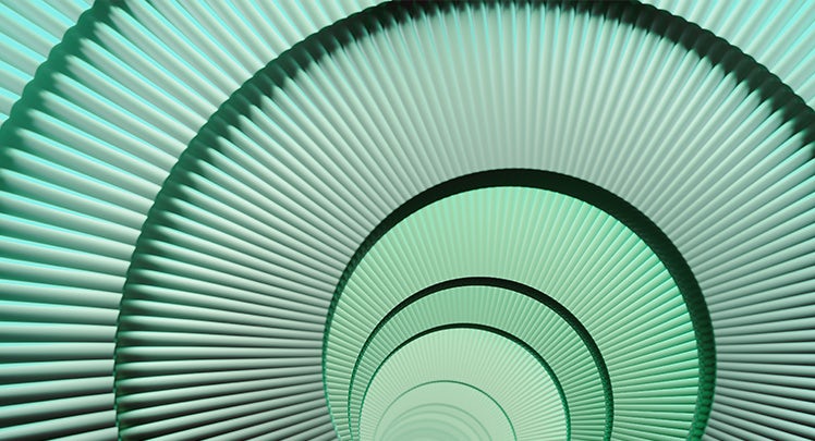 A green spiral tunnel with a green background.