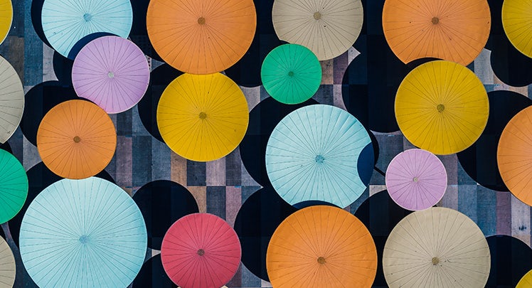 A group of colorful umbrellas.