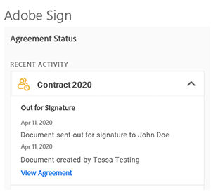 Adobe sign contract status.