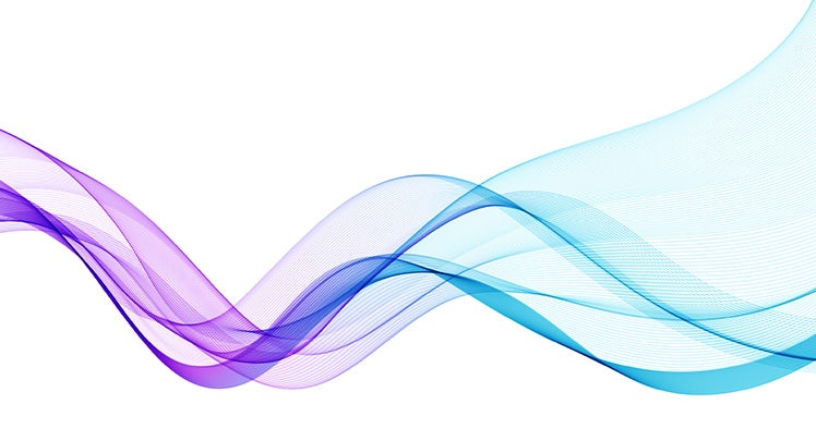 A blue and purple wave on a white background.