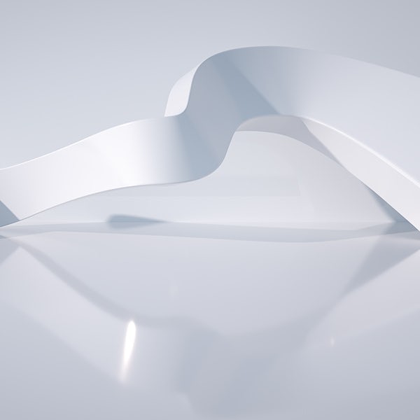 A 3d model of a white object on a white surface.