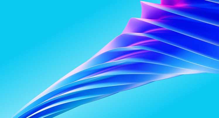 A blue and purple wavy pattern on a blue background.