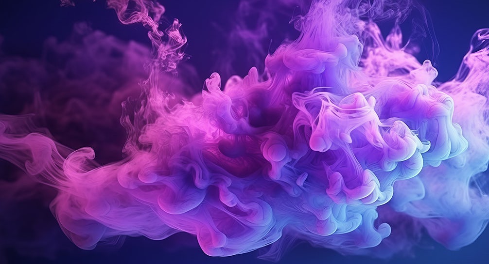 Purple and blue smoke on a blue background.