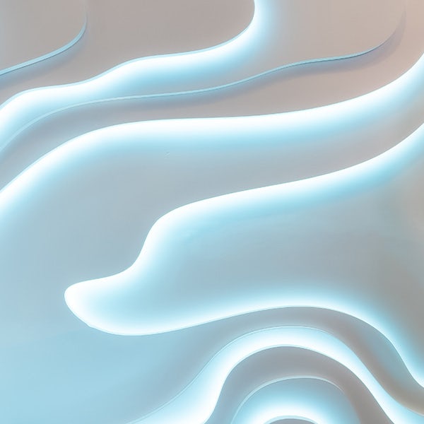 Wavy paper cut background with white and blue light