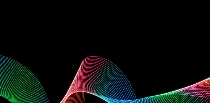 Colorful light wave on black background