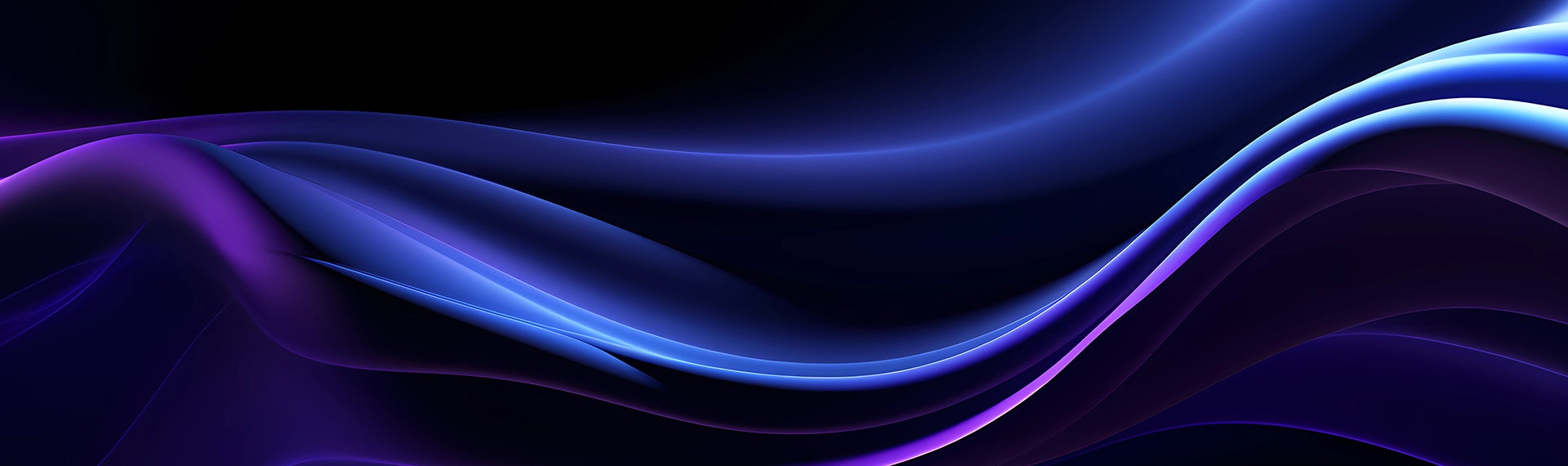 A blue and purple abstract background with wavy lines.