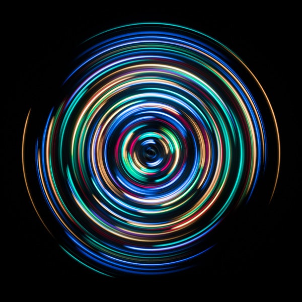 An image of a colorful circle of lights on a black background.