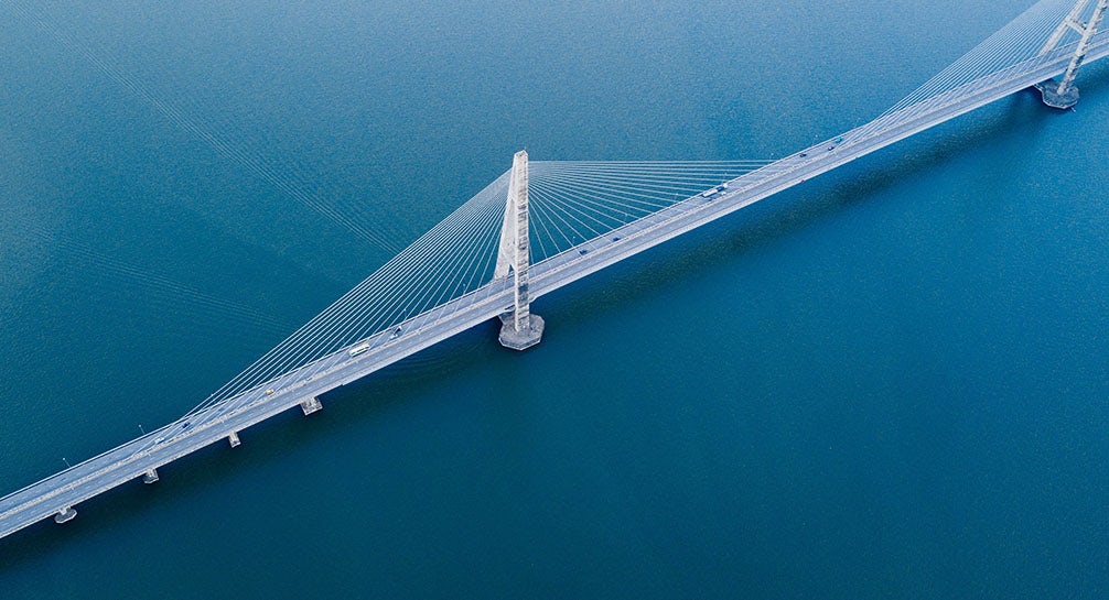 A bridge over a body of water.